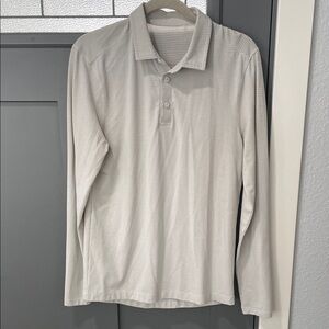 lululemon athletica Men's Long-Sleeve Polo — Light Stone/Beige
